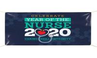 Picture of a blue surgical mask with the text "celebrate the year of the nurse 2020, caring, skill, integrity."